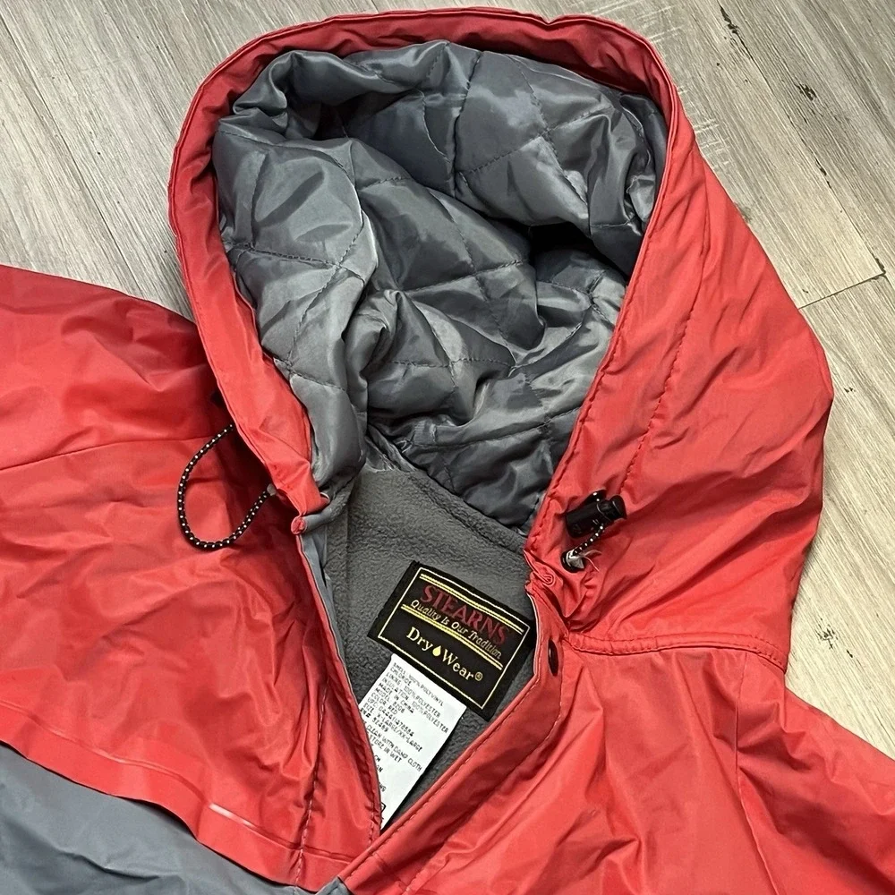 Stearns Waterproof Dry Wear Hooded Fleece Lined‎ Jacket Coat Red XL-XX-Large